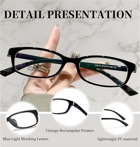 Rectangle Fake Glasses Blue Light Office-siren Glasses for Women Glasses Frame Non Prescription Fashion Accessories in Kuwait