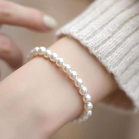 Pearl Bracelet for Women Gifts Trendy Stuff Dainty Bracelet White Baroque Pearl Wrist Bracelets Bridesmaid Bridal Wedding Jewelry Gifts in Kuwait