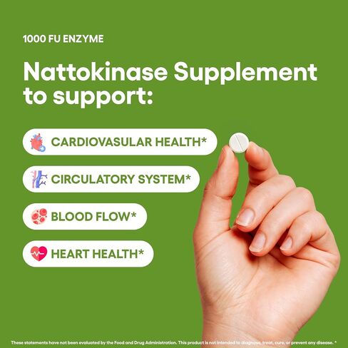 Nattokinase Supplement 240 Tablets Natural Enzymes 1000FU 100mg Gluten Free Non-GMO Vegan Made in The USA (240, Nattokinase) in Saudi Arabia