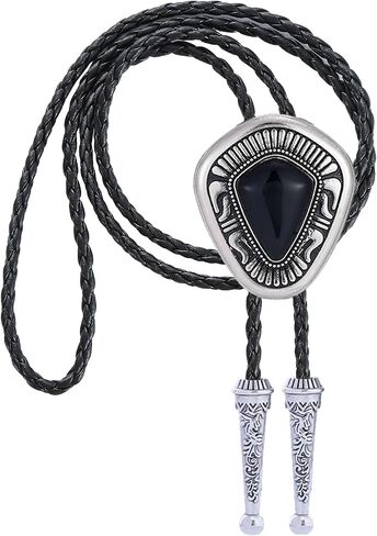 Western Vintage Bolo Tie for Men Cowboy Necklace Gold Leather Necktie Handmade Halloween Costume Accessories in Kuwait