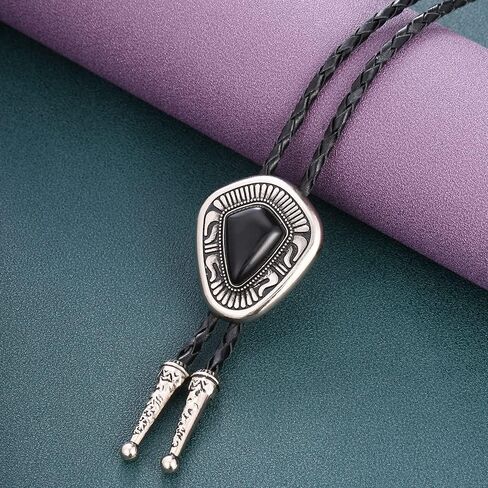 Western Vintage Bolo Tie for Men Cowboy Necklace Gold Leather Necktie Handmade Halloween Costume Accessories in Kuwait