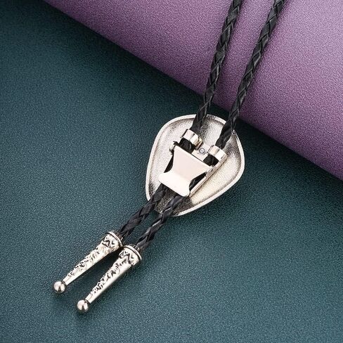 Western Vintage Bolo Tie for Men Cowboy Necklace Gold Leather Necktie Handmade Halloween Costume Accessories in Kuwait