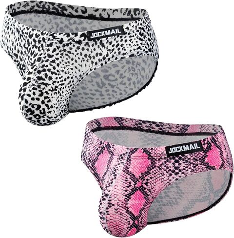 JOCKMAIL 2PCS/Pack Men's Leopard Print Underwear Briefs Sexy Comfort Soft Stretch Classic Fit Serpentine Briefs in Saudi Arabia