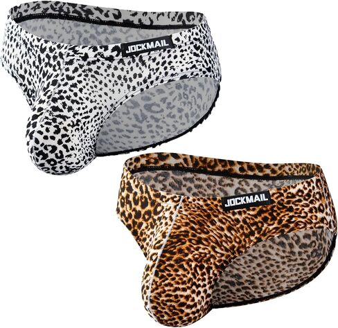 JOCKMAIL 2PCS/Pack Men's Leopard Print Underwear Briefs Sexy Comfort Soft Stretch Classic Fit Serpentine Briefs in Saudi Arabia