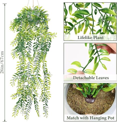 Dremisland 4 Pack Artificial Hanging Plants with Pots Artificial Ivy Vine Eucalyptus Fake Hanging Plants, Boston Fern, String of Pearls for Home Indoor Outdoor Shelf Wall Farmhouse Decor in Kuwait