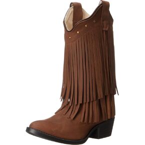 Old West Girl's 8125 Corona Leather Fringe Cowboy-Style Fashion Boots Western