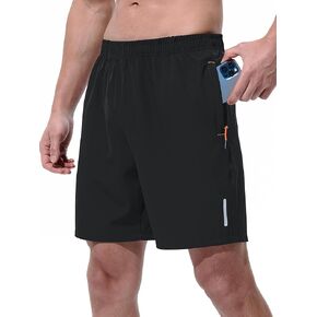 Mens Athletic Shorts Running Shorts Quick Dry Workout Shorts 7"/ 9" Lightweight Gym Basketball Shorts Zipper Pockets