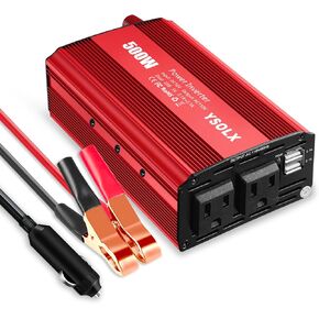 YSOLX 300W عاكس طاقة السيارة، DC 12V إلى 110V AC عاكس السيارة مع 65W USB-C/USB-شحن سريع (24W)/منفذ تيار متردد مزدوج، محول شاحن سيارة سريع للهاتف/الكمبيوتر المحمول/رحلة الطريق (محدث)