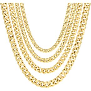Nuragold 14K Real Yellow Gold Miami Cuban Link Chain Necklace 16"-30" (3mm-12.5mm) Italian Jewelry for Men & Women