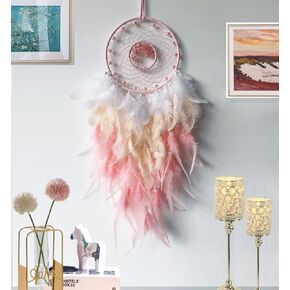 أحلام الصيادين - شجرة الوردي من الحياة Crystal Dream Catcher للفتيات والفتيان ديكور غرفة الأطفال - Boho Wall شنقا