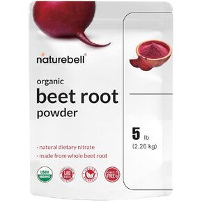 Naturebell Organic Beet Root Powder 5 رطل | 4000 ملغ لكل وجبة - مصدر جذر البنجر الكامل مركزة | النترات الغذائية العالية-مكملات الأطعمة الفائقة الخام-رائعة للهزات النباتية والعصائر-غير المعدلة وراثيا