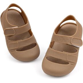 HsdsBebe Little Kids Beach Sandals Toddler Boys Girls Jelly Sandals Closed-Toe With Anti-Slip Rubber Sole Children Summer Outdoor Water Shoes
