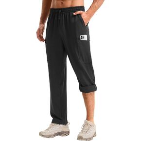 baleaf Men's Hiking Pants Water Resistant Convertible Cargo Capri Roll Up Capri UPF50+ Zipper Pockets Clothing Travel