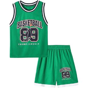 Floerns Boy's 2 Piece Outfit Athletic Tank Top with Shorts Basketball Jersey Set