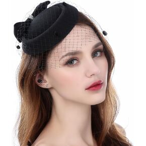 Zivyes fascinators for Women Tea Party Hats 20s 50s Pillbox Hat Birdcage Veil for Funeral Janet Snakehole