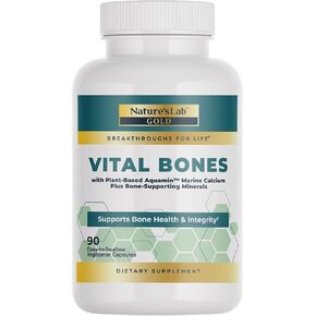 Nature's Lab Gold Vital Bones with Aquamin™ Plant-Based Calcium - 90 Vegetarian Capsules