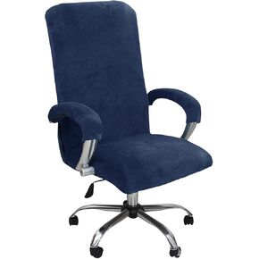 NILUOH Velvet Office Chair Cover for Universal Boss, Computer & Gaming Chairs (L, Gray Blue)