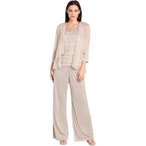 R&M Richards Women's 3PC Glitter Embroidered Pant Suit
