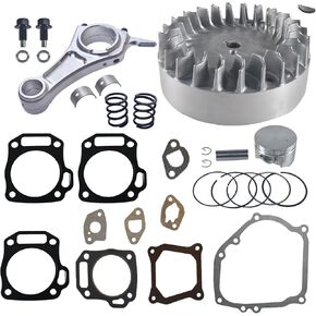 3.328" Billet Aluminum Connecting Rod And 10krpm Flywheel With 18lb Valve Spring And 70mm Flat Top Piston Kit For Predator 212cc Non-Hemi Engine Go Kart Cart