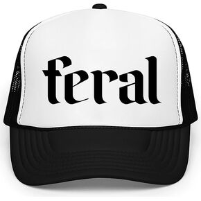 Feral Trucker Hat for Men and Women - Funny for Him Her Snapback Hat - Unisex Polyester Mesh Adjustable Cap in Kuwait