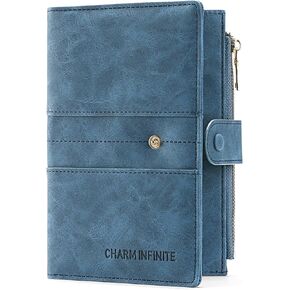 RFID Blocking Leather Passport Wallet Cover Case with Pen and Card Slots Travel Wallet for Women/Men Travel Must Haves Accessories