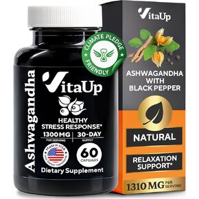 Ashwagandha KSM-66 – USA Made Ashwagandha Supplements with Bioperine – Ashwagandha Root Extract for Relaxation Support, Normal Cognitive Function & Balanced Energy Levels – 60 Caps