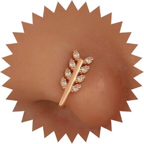 Andelaisi Boho Crystal Leaf Clip On Nose Ring Vintage CZ Leaf Nose Ring Gold Cluster Leaf Fake Nose Ring Non Pierced Nose Ring Jewelry for Women