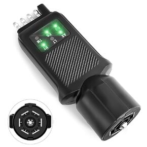 7 Way Blade 4/5 Pin Trailer Light Circuit Tester with 6 LED Function Light, Socket Tester for RV Truck Trailer, 7 Pin to 5 Trailer Plug Indicators Tester
