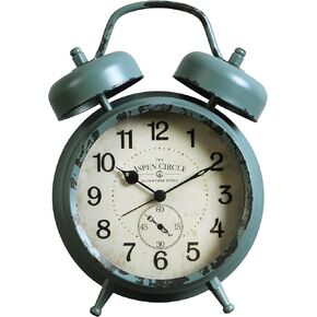 Gracie Alarm Clock, Teal 7 Inch Vintage Farmhouse Decor for for Shelf, Tabletop, Desk, Mantel