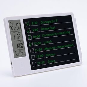 Dementia Clock with Note Board for Seniors - Alzheimers Clock with Day and Date for Elderly - Best Gifts for Dementia Patients, and Useful Gifts for The Elderly.Temperature, Humidity, Alarm