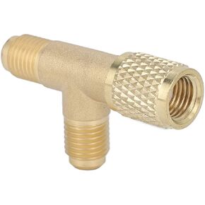 Navac Hvac Tools, AC Vacuum Pump Low Loss Fittings Hvac Quick Coupler Access Tee 1/4'' Valves Core Tee Adapter with Swivel Connector for Gauge Deep Vacuum Pump Manifold