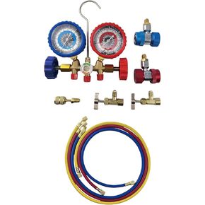 طقم مقياس ضغط الهواء لمكيفات الهواء ، مناسبة لـ R12 R22 R134A R502 مقياس ضغط AC المبرد ، أداة تشخيص الأدوات ذات الأدوات المتراكمة من 3 قنوات HVAC