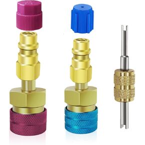 R1234yf to R134a Adapter, R1234YF Quick Coupler, High/Low Side R134a to R1234yf Adapters for AC Charging R-1234yf Refrigerant Air Conditioning System Hose Fitting