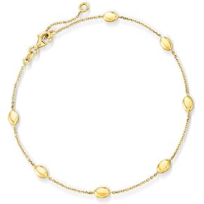 Ross-Simons Italian 14kt Yellow Gold Oval-Bead Station Anklet. 9 inches