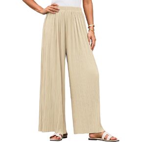 GRACE KARIN Womens Casual Wide Leg Pants Pleated High Elastic Waist Flowy Loose Beach Palazzo Pants Work Trousers Summer