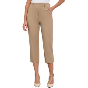 Agenlulu High Waisted Capri Dress Pants for Women UPF 50+ Cooling Stretchy Straight Slacks Business Casual Work Capris