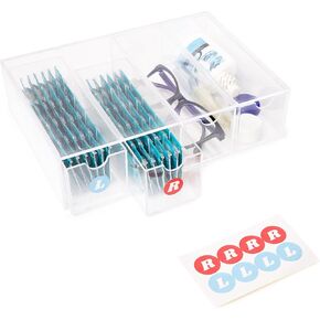Daily Contact Lens Organizer Dispenser with R & L Labels – 4-Drawer Contact Lens Holder Storage – Multifunctional Clear Box Case for Color Contact Lenses, Glasses, Makeup, & More