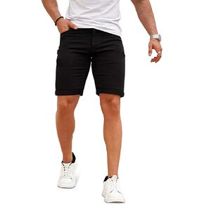 GINGTTO Mens Denim Shorts Skinny Stretch Jean Shorts Men
