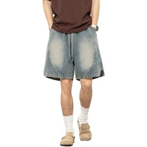 Men's Y2K Baggy Denim Shorts Loose Fit Vintage Harajuku Casual Jorts 2025 Summer Elastic Waist Alt Emo Streetwear