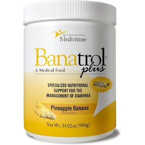 Medtrition Banatrol® مضاد الإسهال الطبيعي مع البريبايوتكس، تخفيف الإسهال المزمن، IBS، الإسهال المتكرر، أغذية طبية مدعومة سريريًا، 90 حصة غير إمساك (الأناناس)