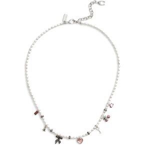 COACH Womens Signature Bowtique Charm Bib Pearl Necklace