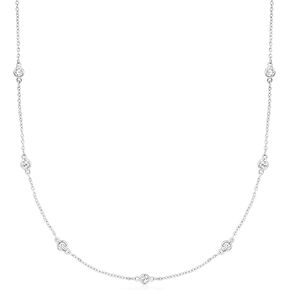 Ross-Simons 1.00 ct. t.w. Moissanite Station Necklace in Sterling Silver