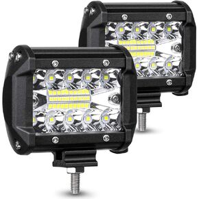 (2 عبوة) ASEMI 4 بوصة شريط ضوء شريط 60WATT الضوء ضوء القيادة الضباب على الطريق أضواء الطريق ثلاثية صف مضاد للماء كومبو تحميم الأشعة LED مصابيح مكعبات لقطات الالتقاط ATV UTV