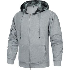 TOLOER Men's Lightweight Two Way Zip Hoodie Sweatshirt Long Sleeve Casual Hooded Jacket With Pockets