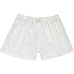 Women's Y2k Pajamas Shorts Cute Plaid Pj Short Pants Flannel Lounge Sleep Shorts Bottoms Elastic Waist Baggy Boxers