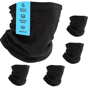 Neck Gaiter, Face Mask & Headband – Multipurpose Band for All-Year Use | One Size Fits All | 5-Pack | PRIMERIVER
