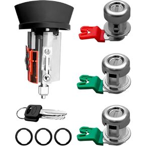 Door Lock Cylinder and Ignition Switch Cylinder Fit for Ford Explorer Sport Trac 2001-2004 F150 1997-2003 F250 F350 1998-2004 Replace LC6177 DL5885 322347 597638, No Chip