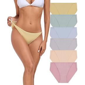 ANLIQI Women's Modal String Bikini Panties Silky Stretchy Sexy Underwear High Cut Hipster Panties for Women Multi Pack