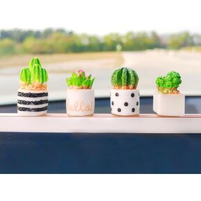 Cute Succulent Plant Car Ornaments for Dashboard, Flower Pots Rear View Mirror Accessories Car Center Screen Decoration, Car Dashboard Decor Car Accessories Interior for Women/Men in Kuwait