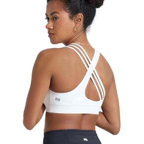 POPSUGAR PS Strappy Sports Bra for Women, Criss-Cross Back Padded Yoga Bra Workout Tops - Medium Support & Removable Cups